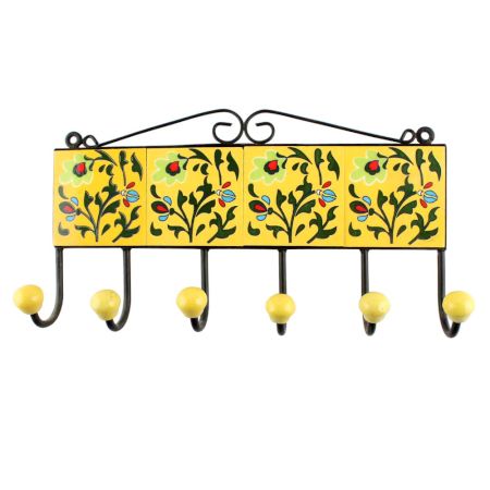 Green Leaf  Floral Ceramic Tiles Hook